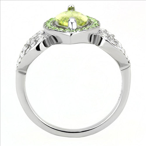 CJE3579 Wholesale Women&#39;s Stainless Steel No Plating AAA Grade CZ Apple Green Ring