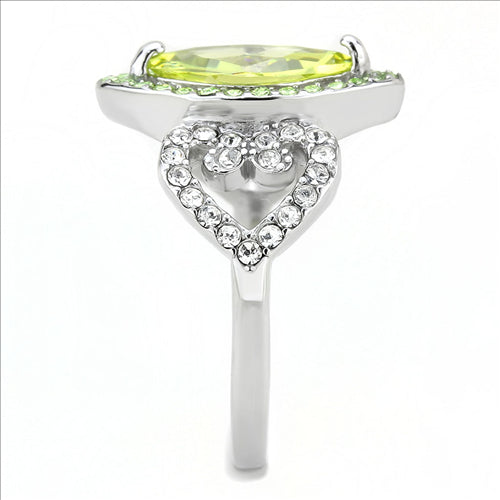 CJE3579 Wholesale Women&#39;s Stainless Steel No Plating AAA Grade CZ Apple Green Ring