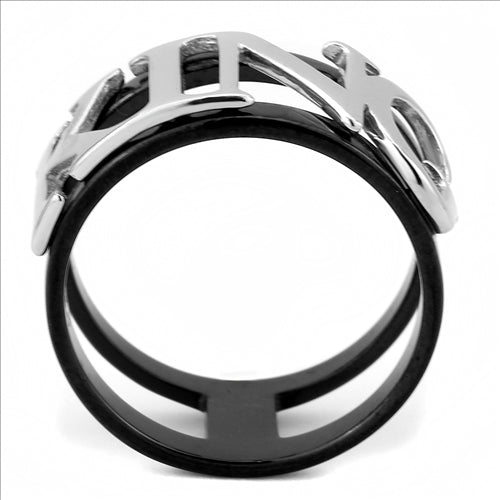 CJE3583 Wholesale Stainless Steel Two-Tone IP Black King Ring