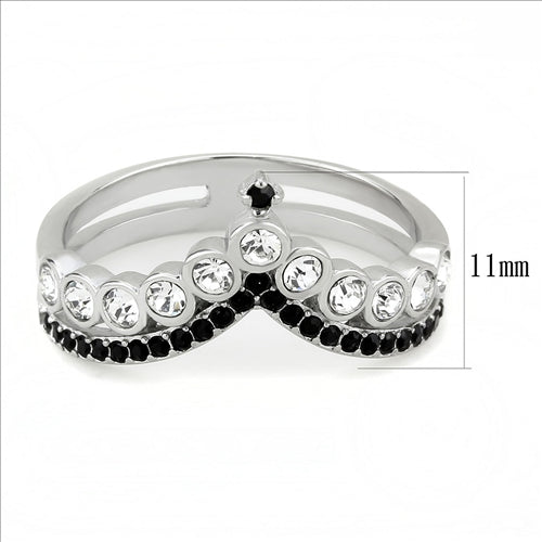 CJE3588 Wholesale Women&#39;s Stainless Steel Top Grade Crystal Clear Jet Minimal Ring