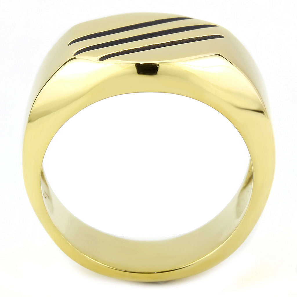 CJ3598 Wholesale Men&#39;s Stainless Steel IP Gold 3 Stripe Ring