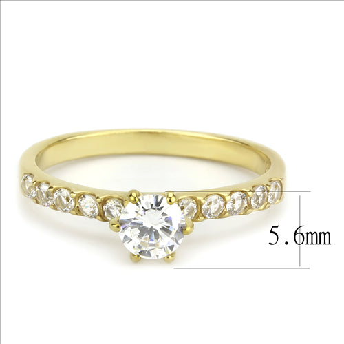 CJE3605 Wholesale Women&#39;s Stainless Steel IP Gold AAA Grade CZ Clear MInimal Ring