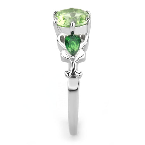 CJE3610 Wholesale Women&#39;s Stainless Steel Synthetic Peridot Ring