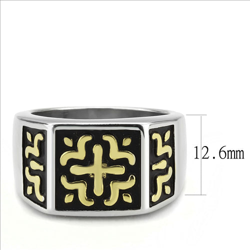 CJE3622 Wholesale Men&#39;s Stainless Steel Two-Tone IP Gold Celtic Ring