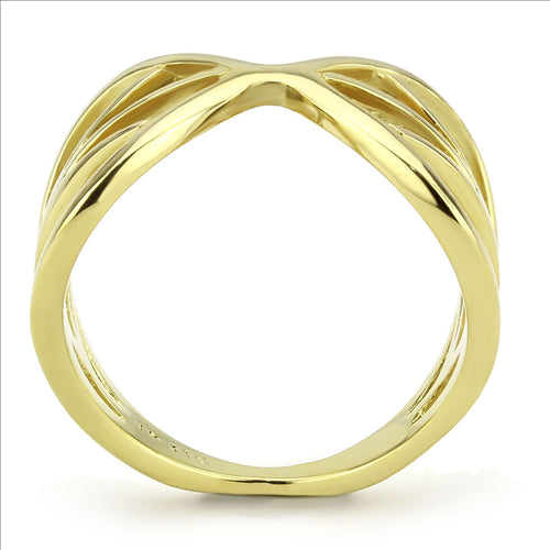 CJE3624 Wholesale Women&#39;s Stainless Steel IP Gold Intertwined Broad Ring