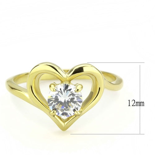 CJE3628 Wholesale Women&#39;s Stainless Steel IP Gold AAA Grade CZ Clear Heart Ring