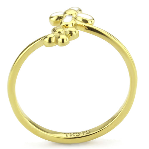 CJE3631 Wholesale Women&#39;s Stainless Steel IP Gold Minimal Daisy Ring