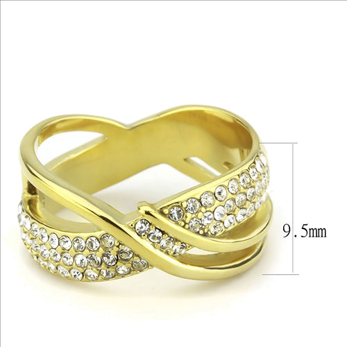 CJE3632 Wholesale Women&#39;s Stainless Steel IP Gold Top Grade Crystal Clear Ring