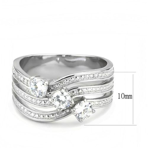 CJE3633 Wholesale Women&#39;s Stainless Steel AAA Grade CZ Clear Three Stone Ring