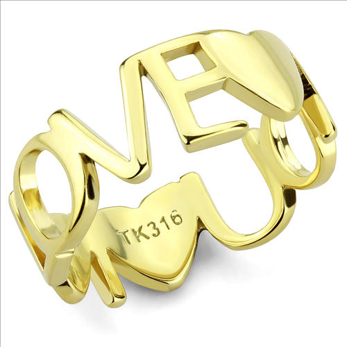 CJE3637 Wholesale Women&#39;s Stainless Steel IP Gold I LOVE YOU Broad Ring