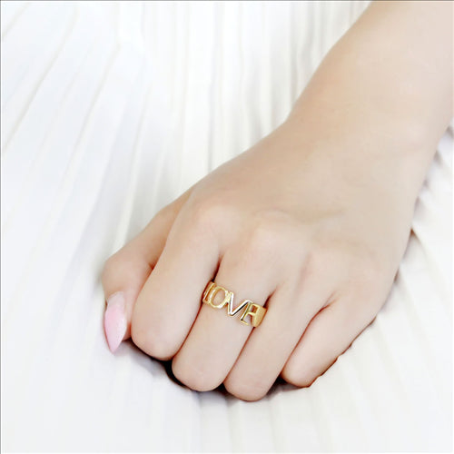 CJE3637 Wholesale Women&#39;s Stainless Steel IP Gold I LOVE YOU Broad Ring