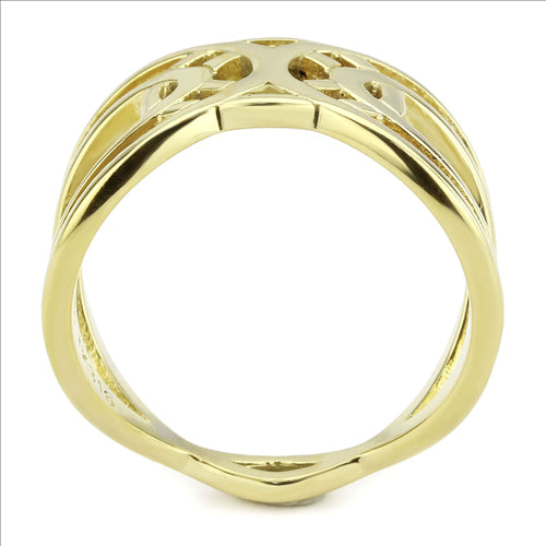 CJE3639 Wholesale Women&#39;s Stainless Steel IP Gold Geometric Broad Ring