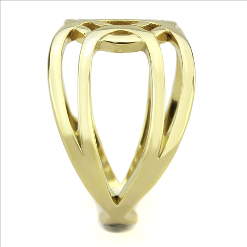 CJE3639 Wholesale Women&#39;s Stainless Steel IP Gold Geometric Broad Ring