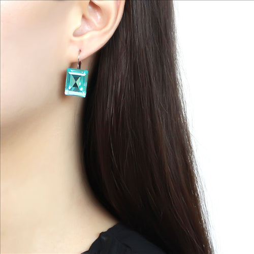 CJE3649 Wholesale Women&#39;s Stainless SteelTop Grade Crystal Sea Blue Earrings
