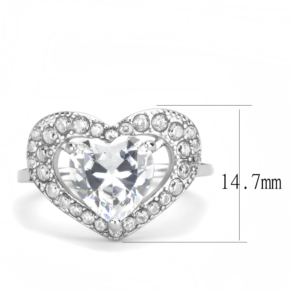 CJ3698 Wholesale Women&#39;s Stainless Steel High polished AAA Grade CZ Clear Minimal Heart Shape Ring