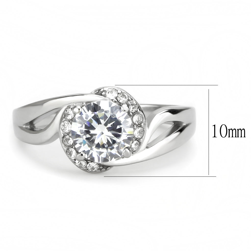 CJ3701 Wholesale Women&#39;s Stainless Steel High polished AAA Grade CZ Clear Intertwined Solitaire Minimal Ring