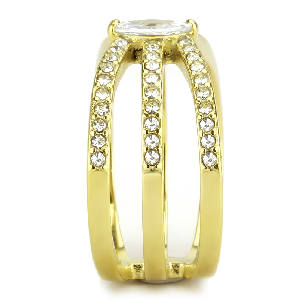 CJ3705 Wholesale Women&#39;s Stainless Steel IP Gold AAA Grade CZ Clear Wrap Ring