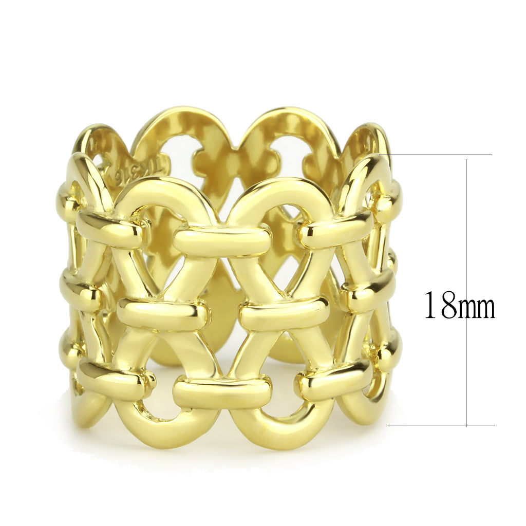 CJ3716 Wholesale Women&#39;s Stainless Steel IP Gold Infinite Chained Broad Ring