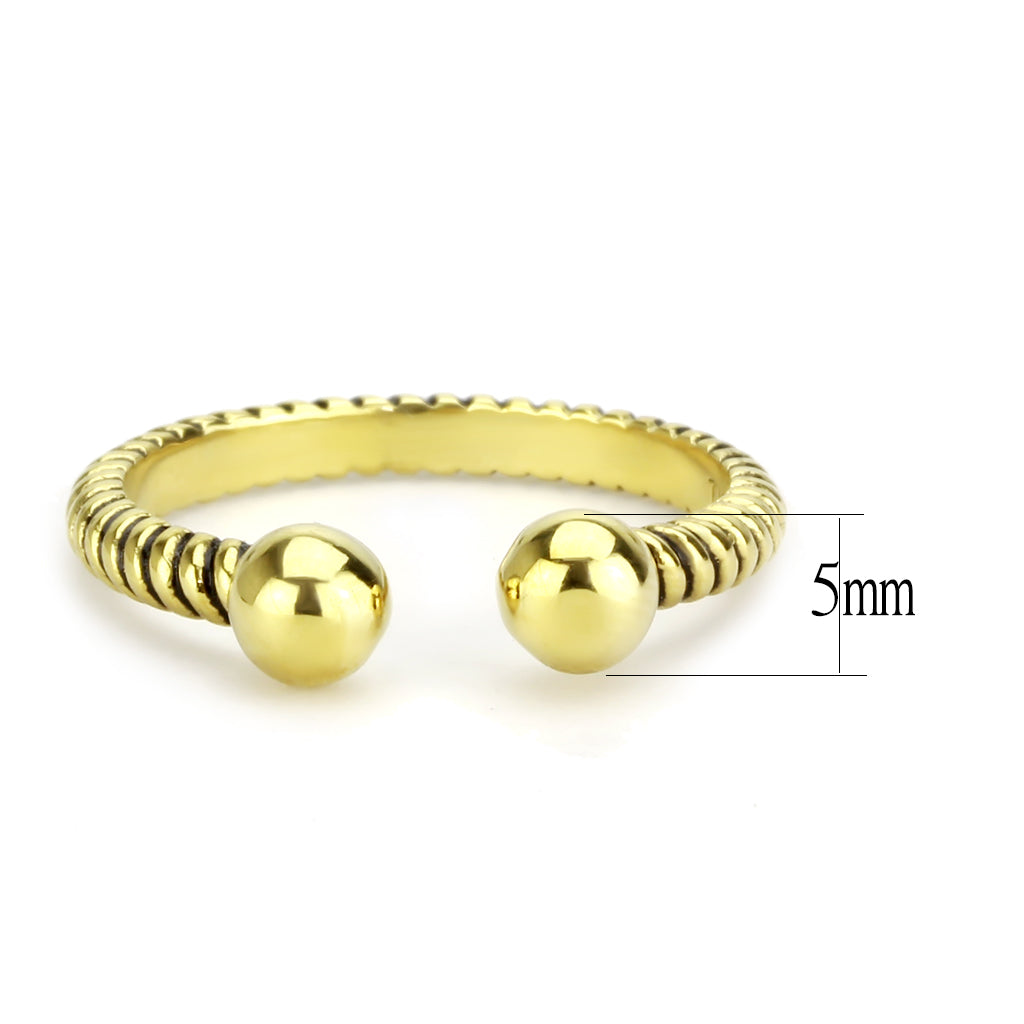 CJ3719 Wholesale Women&#39;s Stainless Steel IP Gold Ribbed Minimal Cuff Ring