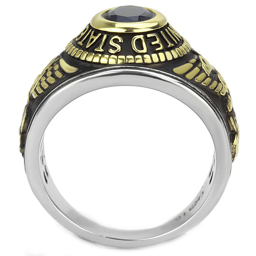 CJ3726 Wholesale Unisex Stainless Steel Two-Tone IP Gold Synthetic Montana United States Navy Military Ring
