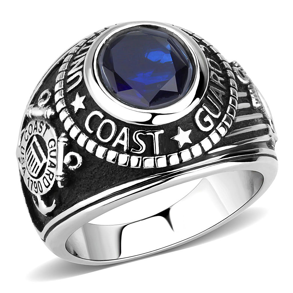 CJ3727 Wholesale Unisex Stainless Steel High Polished Synthetic Montana United States Coast Guard Military Ring