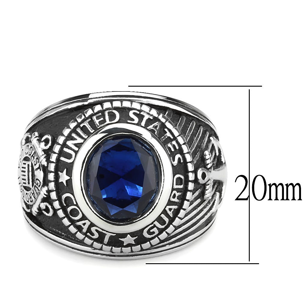 CJ3727 Wholesale Unisex Stainless Steel High Polished Synthetic Montana United States Coast Guard Military Ring