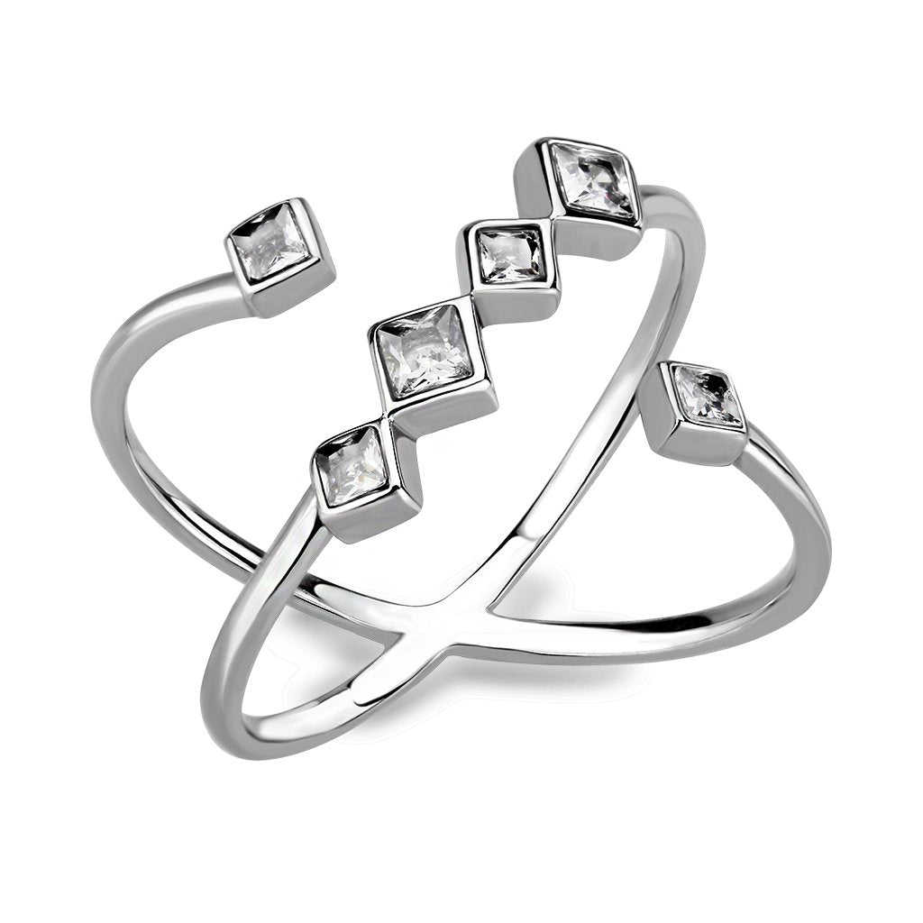 CJ3730 Wholesale Women&#39;s Stainless Steel Clear AAA Grade CZ Constellation Cuff Ring
