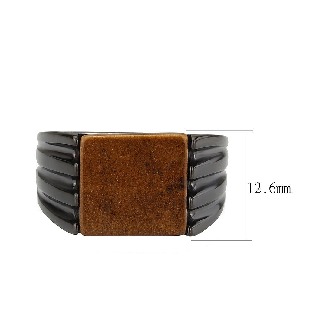 CJ3766 Wholesale Men&#39;s IP Black Stainless Steel Semi-Precious in Topaz Ring