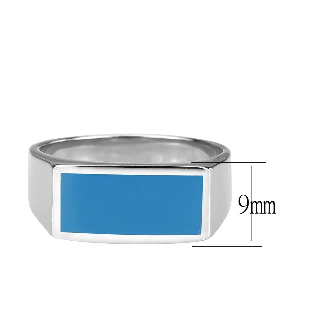 CJ3770 Wholesale Men&#39;s Stainless Steel Epoxy Sea Blue Ring