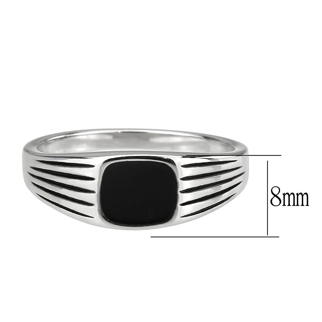 CJ3772 Wholesale Men&#39;s Stainless Steel Epoxy Jet Black Ring