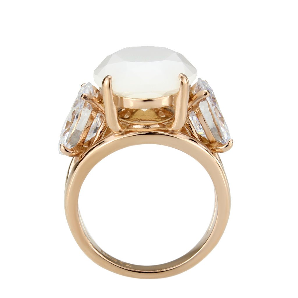 CJ3788 Wholesale Women&#39;s Stainless Steel IP Rose Gold Fireopal Ring