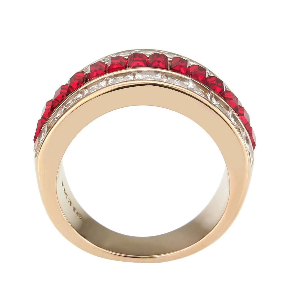 CJ3823 Wholesale Women&#39;s Stainless Steel IP Rose Gold Red Top Grade Crystal Ring