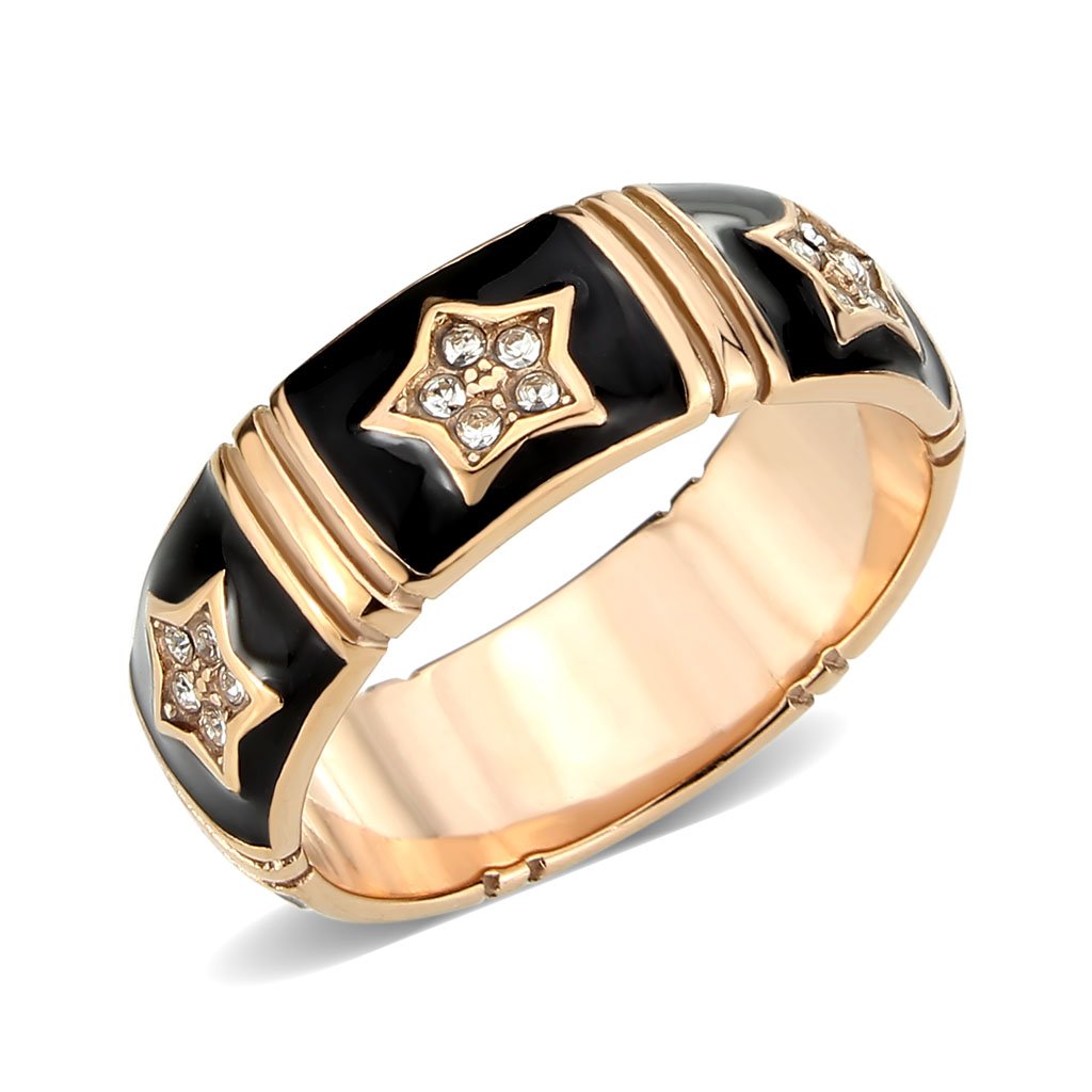 CJ3826 Wholesale Women&#39;s Stainless IP Rose Gold Clear Top Grade Crystal Infinite Star Ring