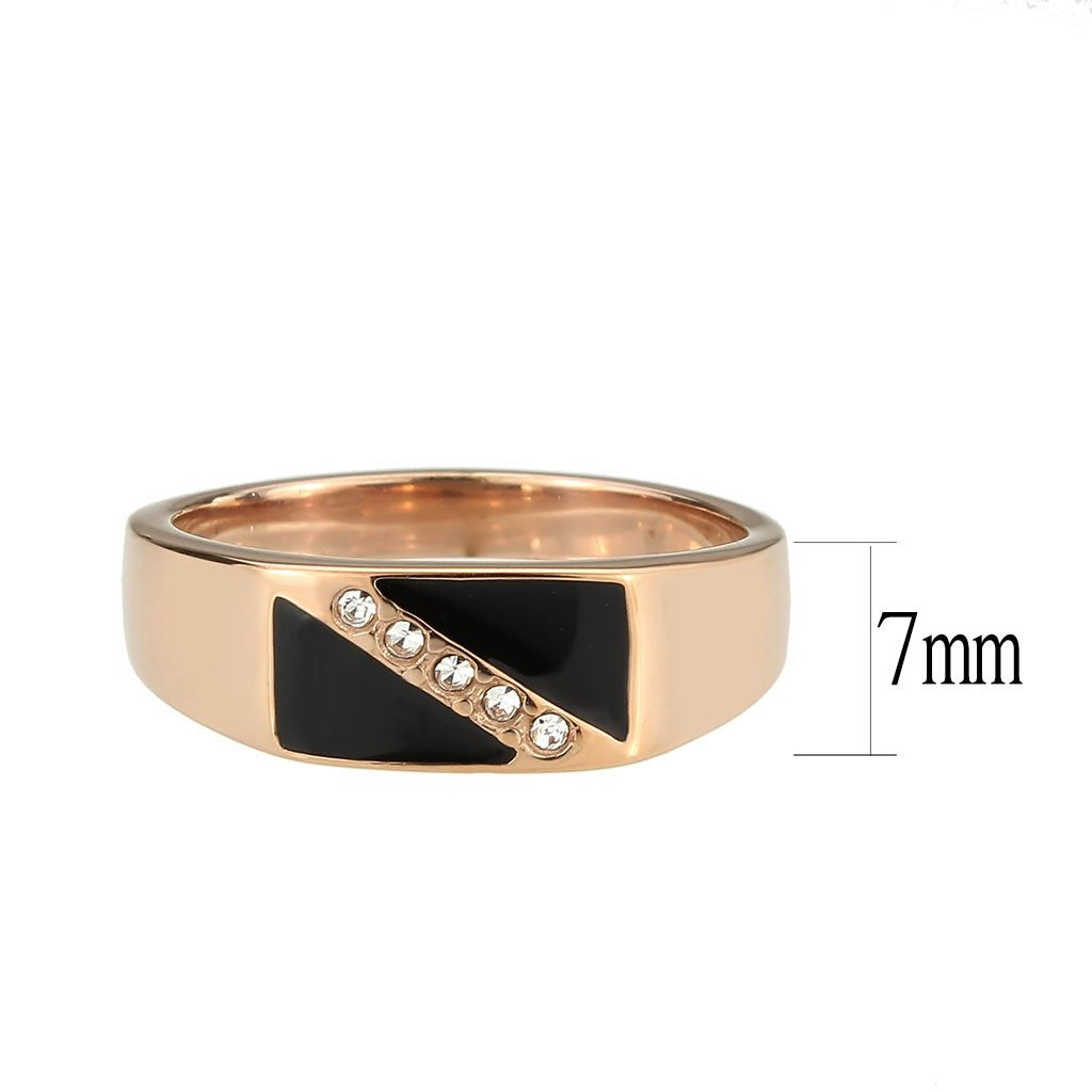 CJ3831 Wholesale Men&#39;s Stainless Steel IP Rose Gold Clear Top Grade Crystal Ring
