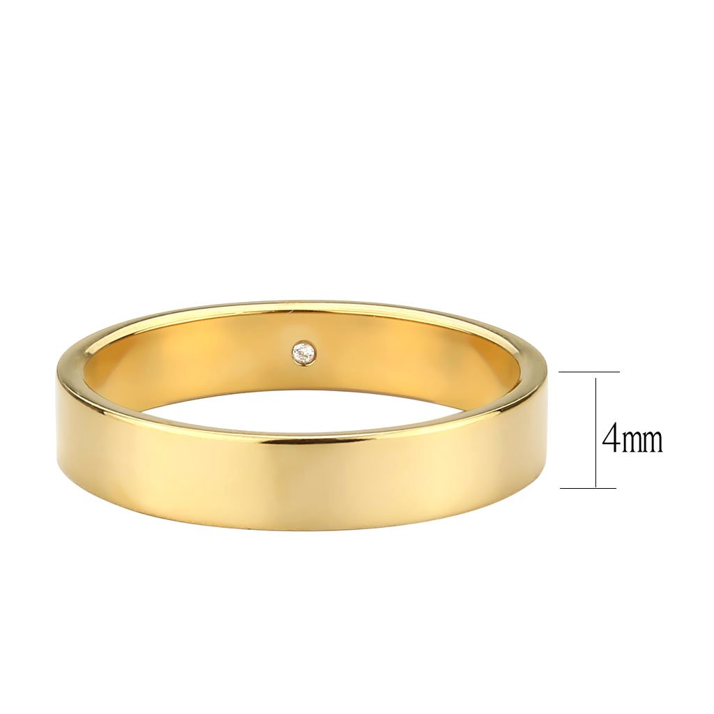 Wholesale Unisex Stainless Steel Top Grade Crystal Clear IP Gold Band Ring