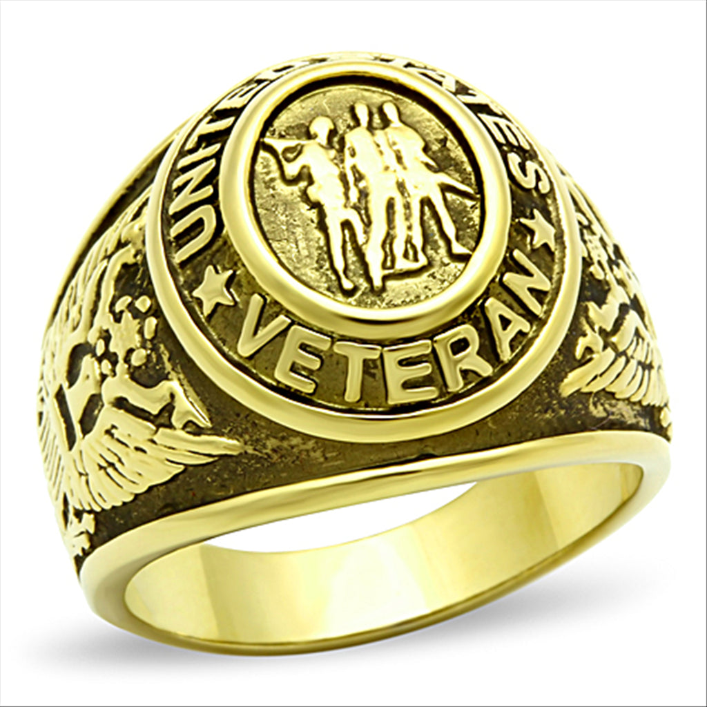 CJE704 Men&#39;s Veterans IP Gold Plated Ring