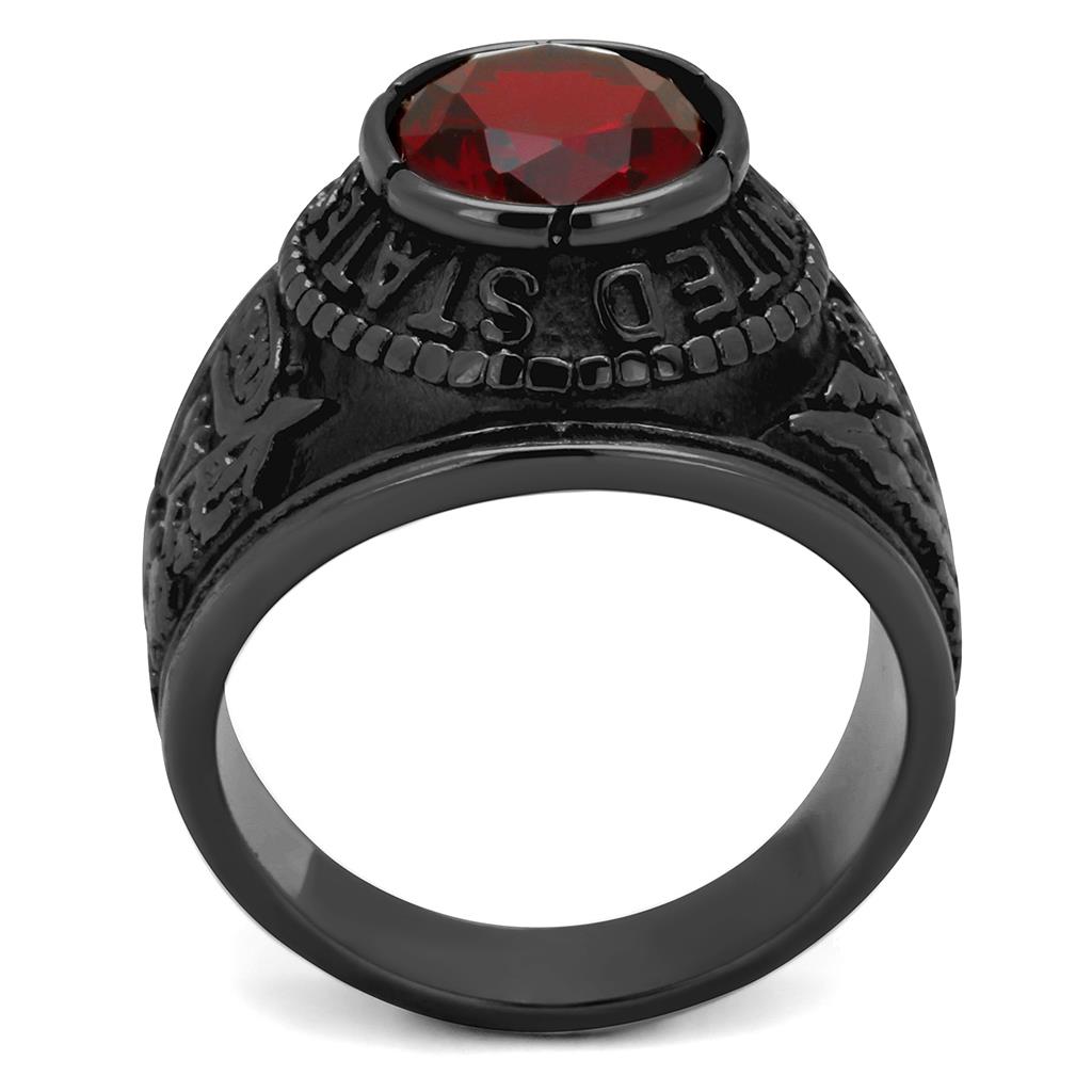 CJ414706J Wholesale Men&#39;s Stainless Steel IP Black Synthetic Siam United States Army Ring
