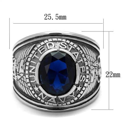 CJ7872OS Wholesale - Stainless Steel &quot;United States Navy&quot; Sapphire Ring