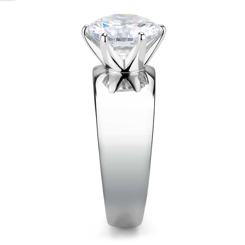 CJ52004 Wholesale Women&#39;s Stainless Steel AAA Grade CZ Clear Round Solitaire Ring
