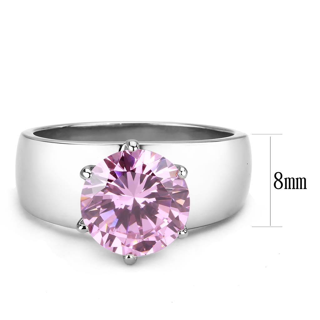 CJ52010 Wholesale Women&#39;s Stainless Steel AAA Grade CZ Rose Round Solitaire Ring