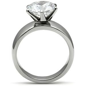 CJ932SP Wholesale Round CZ Stainless Steel High Polished Engagement Ring