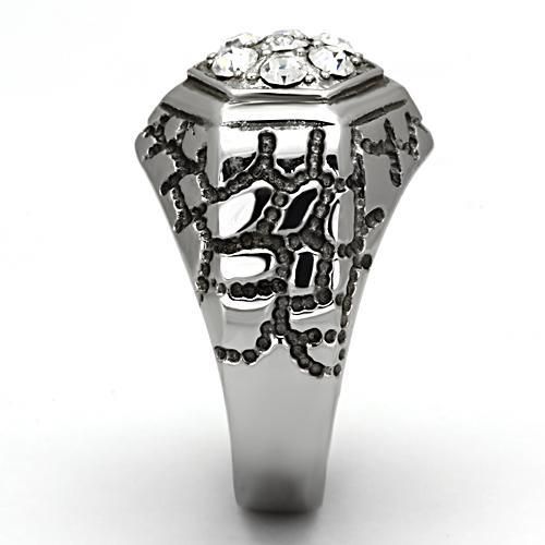 CJ960 Wholesale Men&#39;s Stainless Steel Top Grade Crystal Clear Cluster Cobblestone Ring