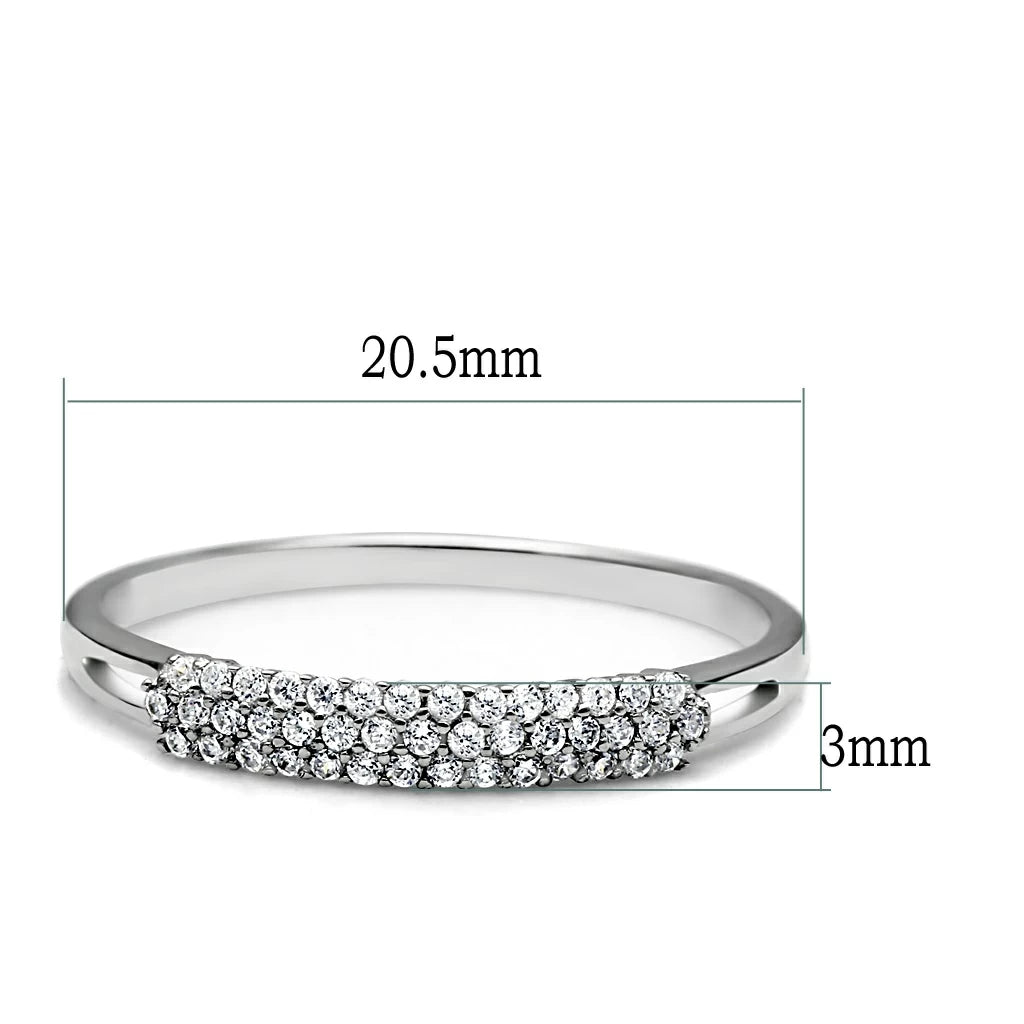 CJ043 Wholesale Women&#39;s 925 Sterling Silver Rhodium AAA Grade CZ Clear Minimal Cluster Ring