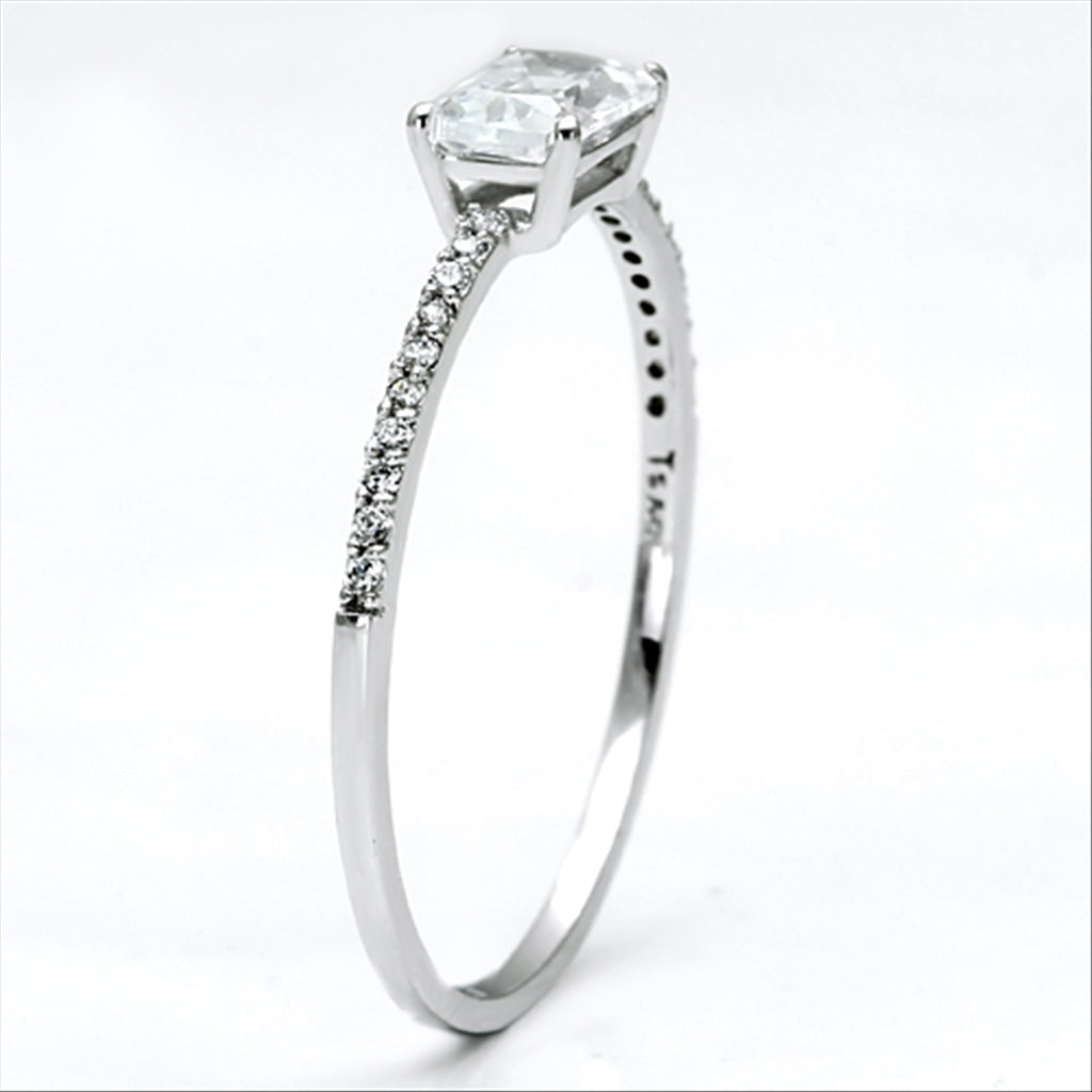 CJ082 Wholesale Women&#39;s 925 Sterling Silver Rhodium AAA Grade CZ Clear Ring