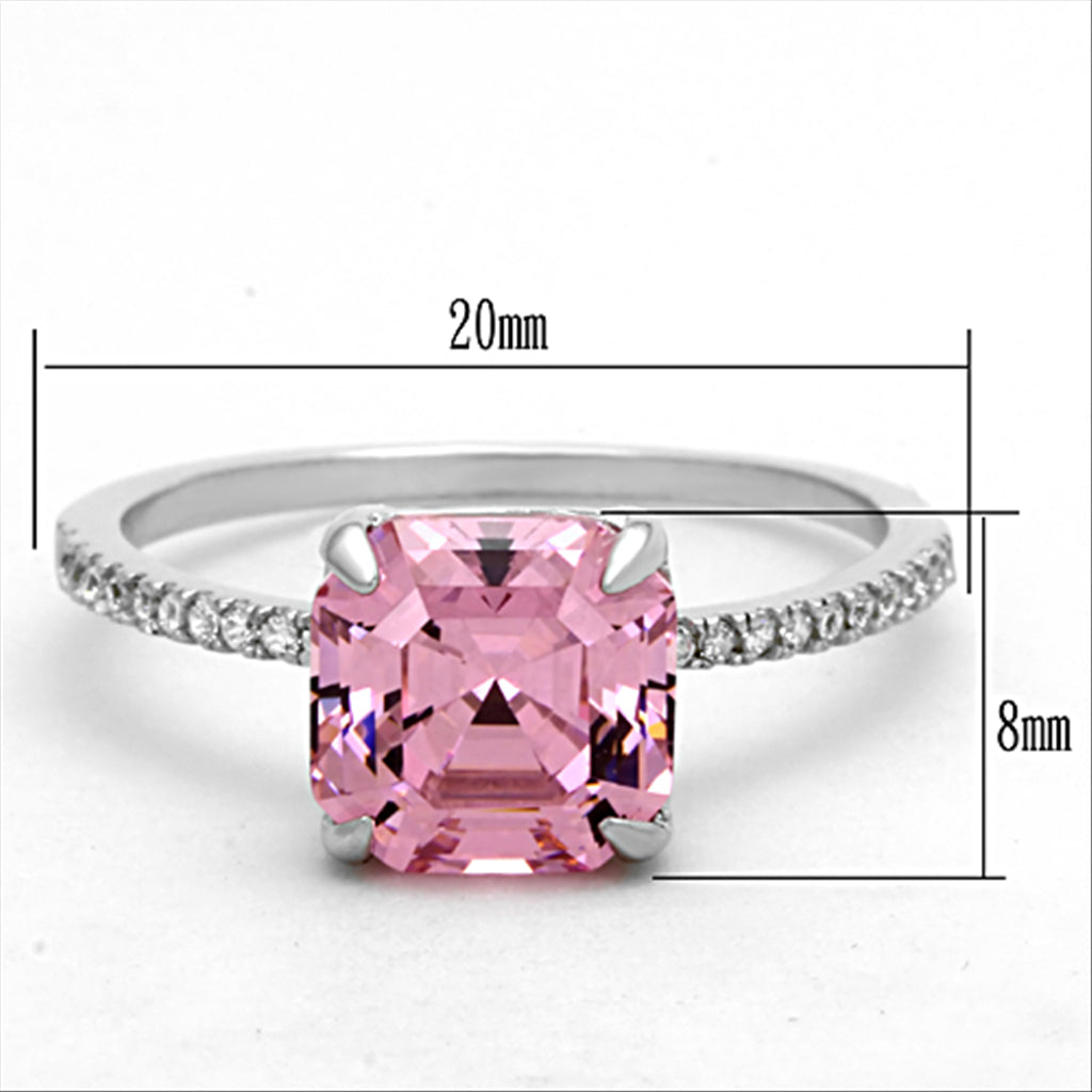 CJ179 Wholesale 925 Sterling Silver Rhodium Cubic Rose Square Ring