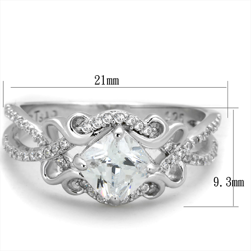 CJ421 Wholesale Women&#39;s 925 Sterling Silver Rhodium AAA Grade CZ Clear Filigree Ring