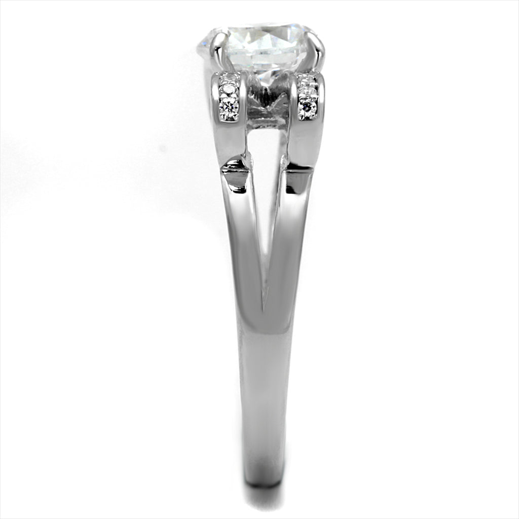 CJ470 Wholesale Women&#39;s Sterling Silver Ring Rhodium AAA Grade CZ Clear Bow Ring